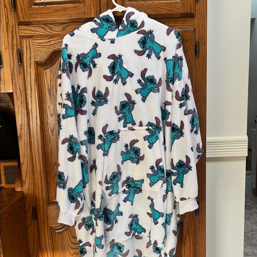 Disney Blue and White Stitch Hoodie Blanket